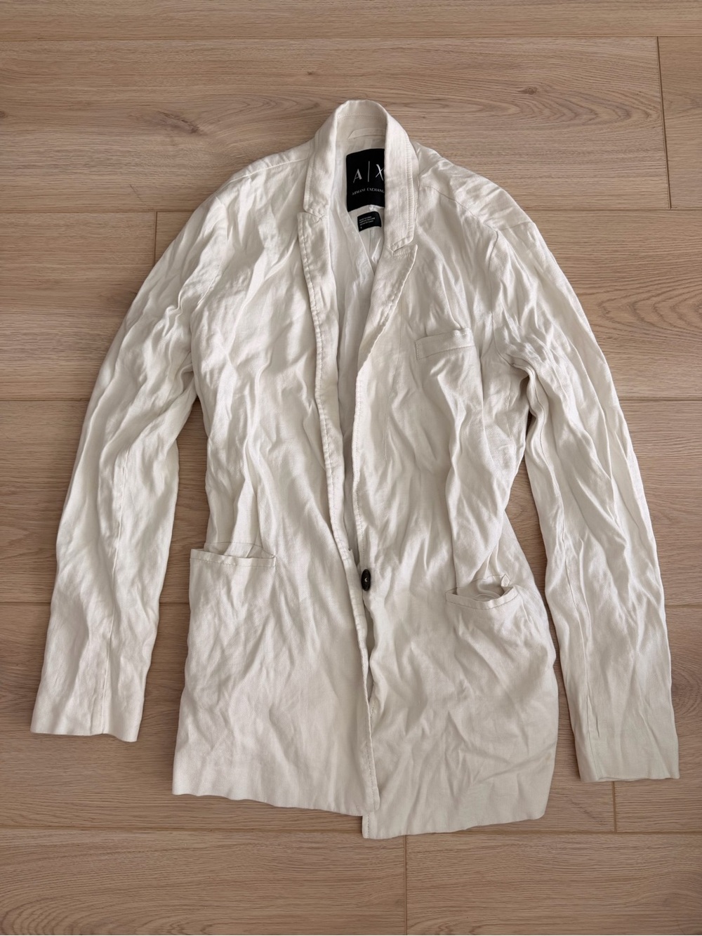 Armani Exchange White Linen Rayon Blazer